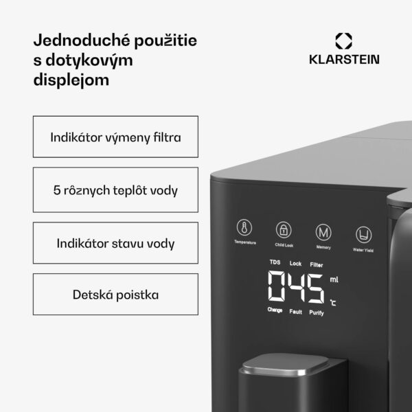 Klarstein VitalPour vodný filter, 5-stupňový filter, reverzná osmóza, 5 l nádrž, dotykový, mobilný, 3 sekundy - Image 3