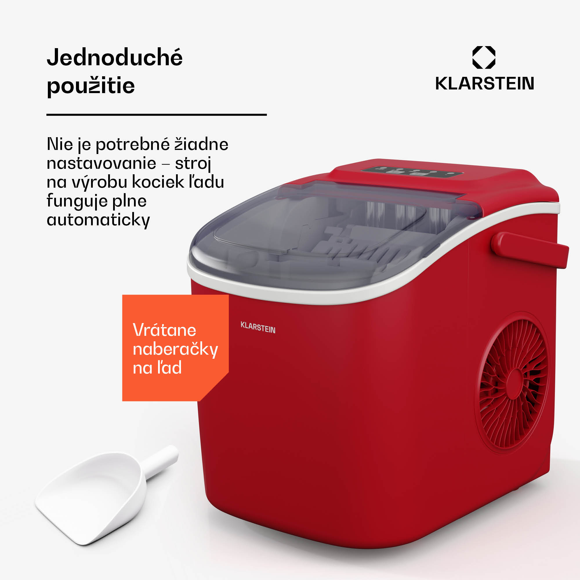 Klarstein Caldwell výrobník kociek ľadu, 12 kg kociek ľadu/deň, plne automatický, LED displej, jednoduché čistenie