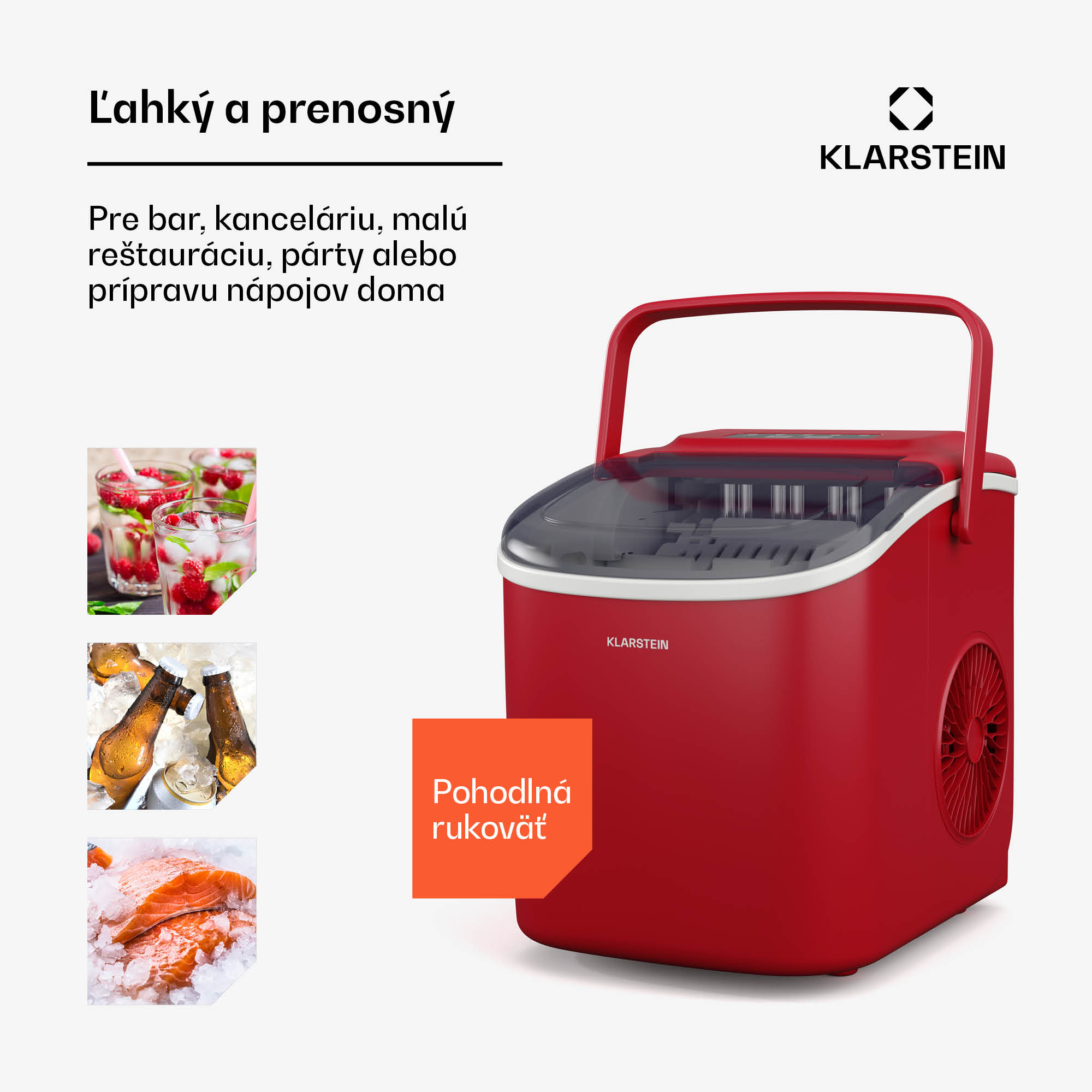 Klarstein Caldwell výrobník kociek ľadu, 12 kg kociek ľadu/deň, plne automatický, LED displej, jednoduché čistenie – Obrázok 3