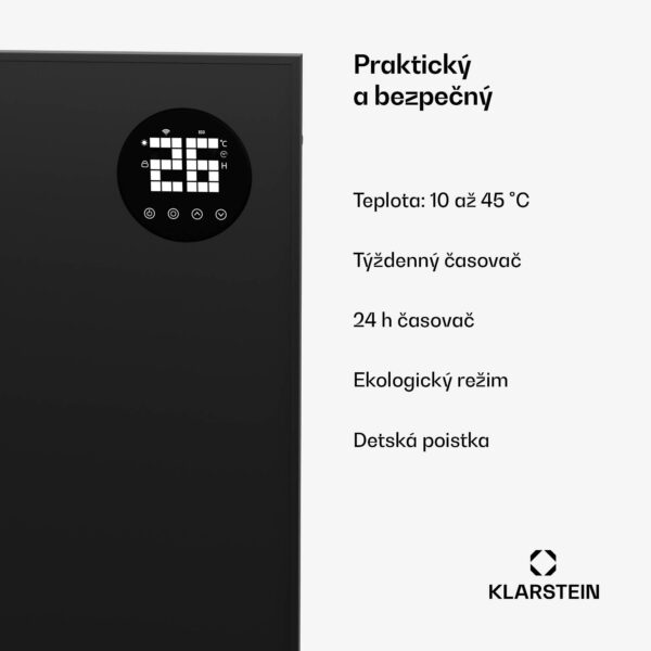 Klarstein Wonderwall Smart Bornholm Infračervený ohrievač, 800 W, Inteligentné ovládanie, montáž na stenu, LED-Displej - Image 2