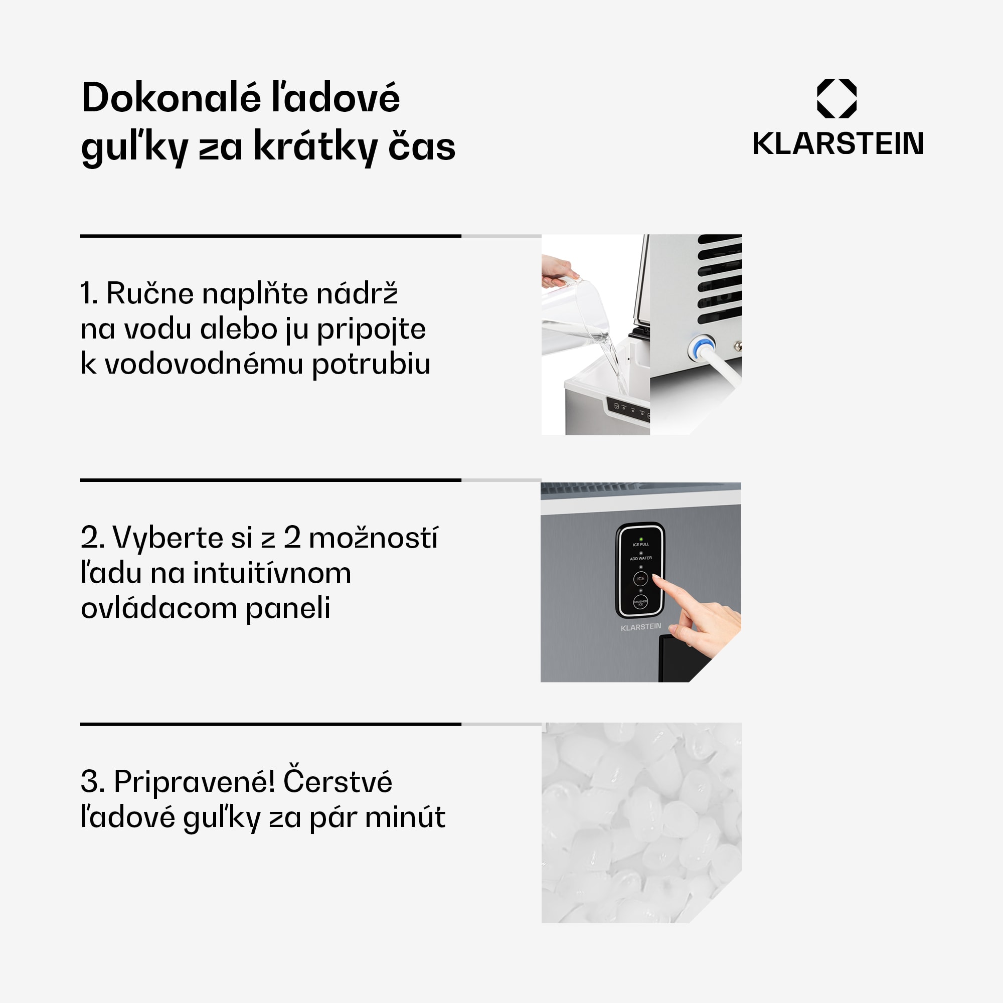 Klarstein Bullet Ice výrobník ľadu, 15 kg ľadu denne, Bullet & drvený ľad, Nehrdzavejúca oceľ