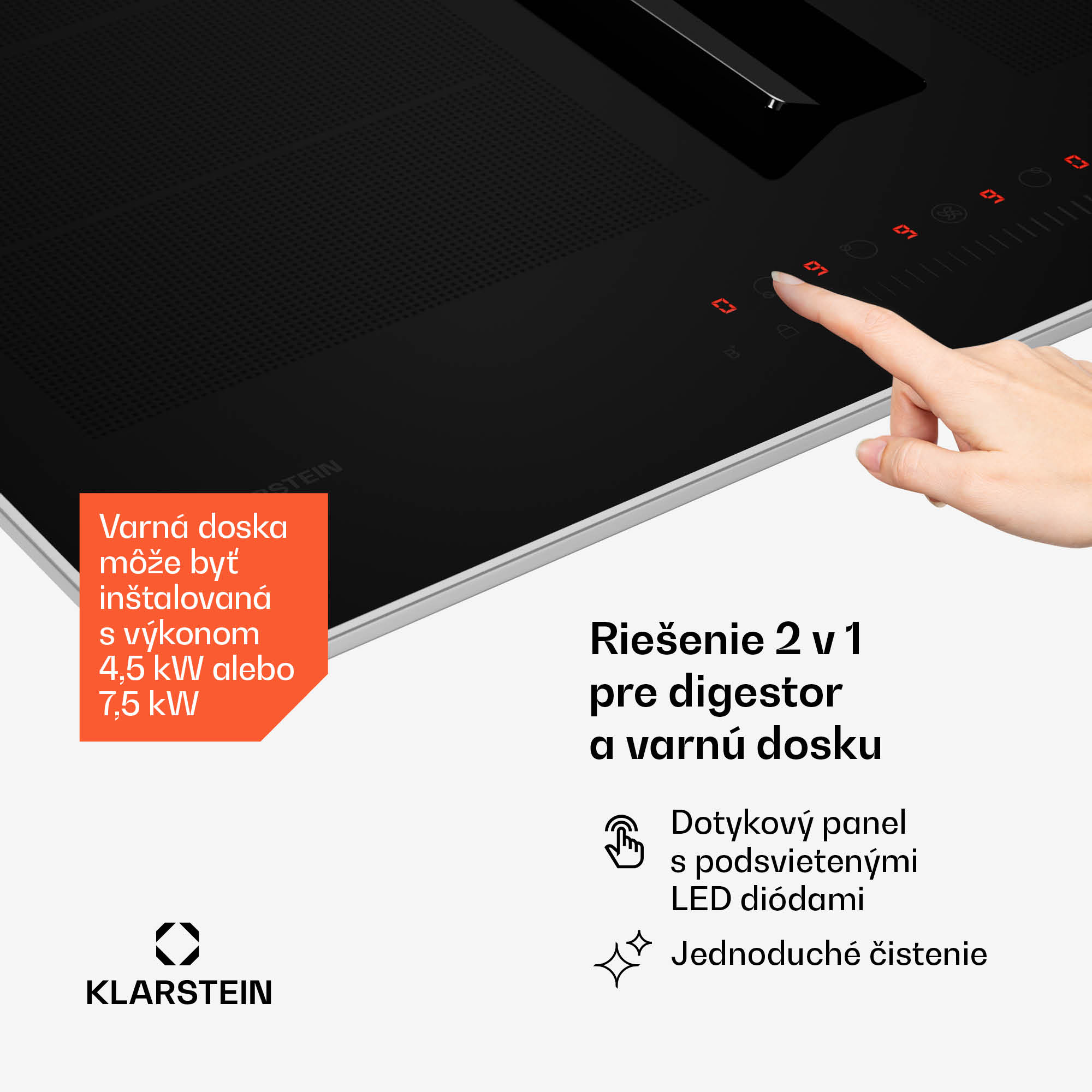 Klarstein Chef-Fusion Prime Down Air System, 2 v 1, indukčná varná doska + digestor, výkonný – Obrázok 3
