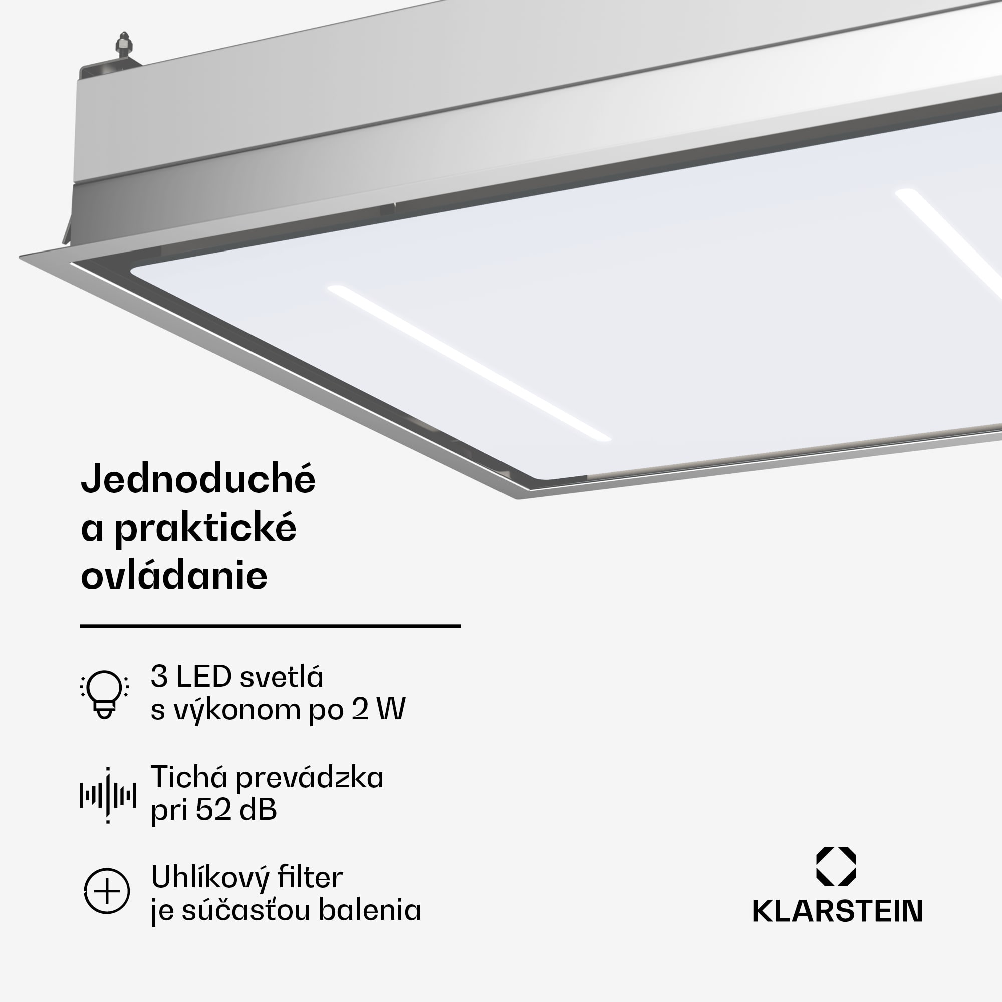 Klarstein LuxeAir digestor, 90 cm, WLAN + Bluetooth, LED, 562 m³/h, odsávanie/recirkulácia, EEC: A – Obrázok 3