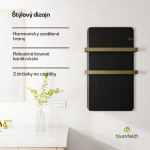 Blumfeldt Inteligentný infračervený ohrievač, ohrievač uterákov, výkon 500 W, IP24