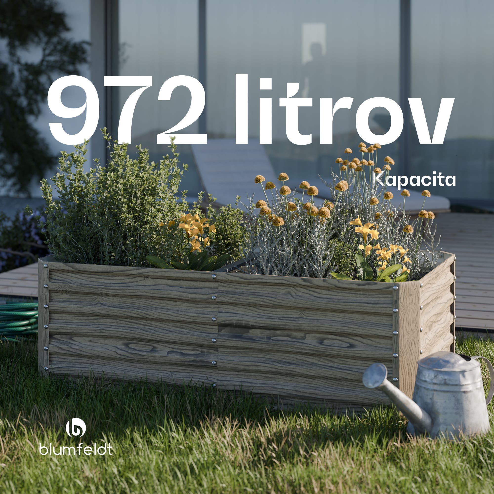 Blumfeldt High Grow Straight vyvýšený záhon, 972 L, Ergonomický, Odolný voči poveternostným vplyvom, Otvorená základňa – Obrázok 2