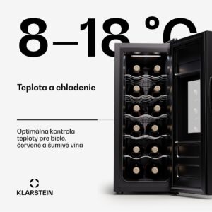Klarstein Silent Vino 12 Uno Slim Chladnička na víno 30 l / 12 fliaš 5-18 °C Dotyková