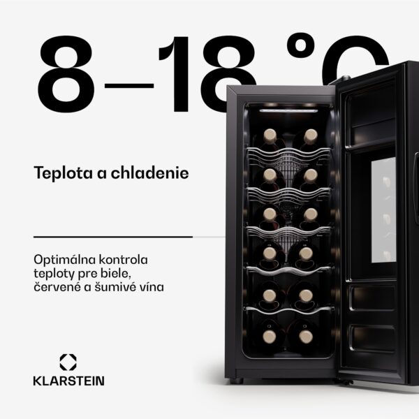 Klarstein Silent Vino 12 Uno Slim Chladnička na víno 30 l / 12 fliaš 5-18 °C Dotyková