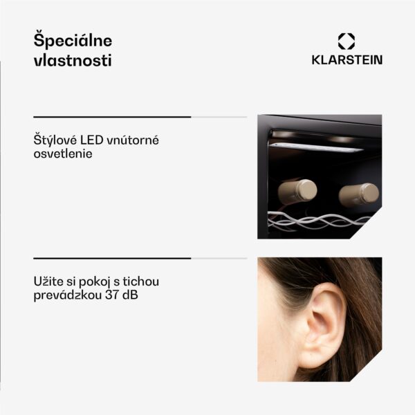 Klarstein Silent Vino 12 Uno Slim Chladnička na víno 30 l / 12 fliaš 5-18 °C Dotyková - Image 2