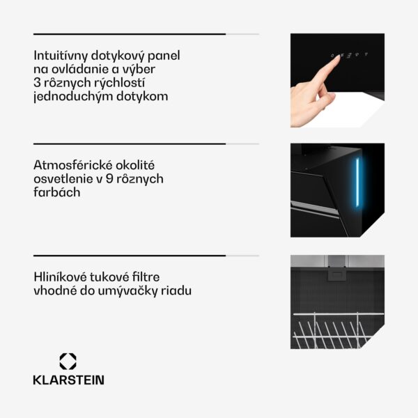 Klarstein Alina digestor, 60 cm, Smart, 600 m³/h, Tichý, EEK A - Image 3