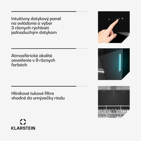 Klarstein Alina digestor, 80 cm, 600 m³/h, Tichý, EEK A - Image 3