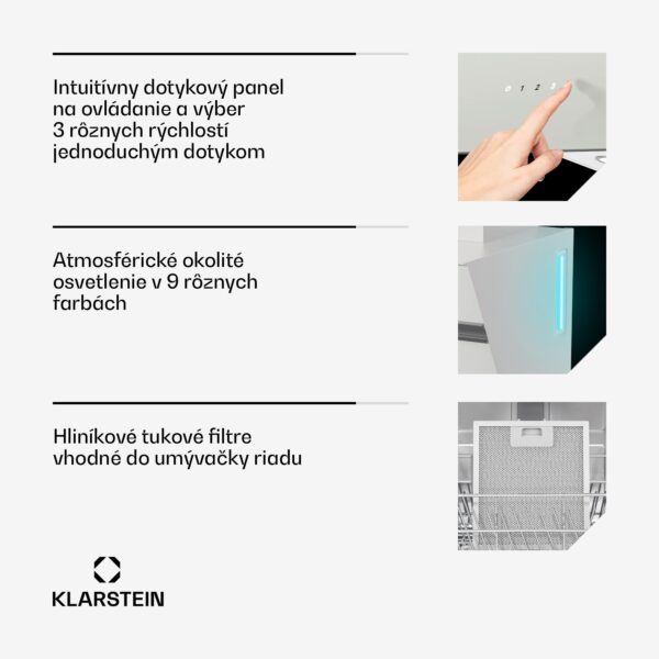 Klarstein Alina digestor, 80 cm, 600 m³/h, Tichý, EEK A - Image 3