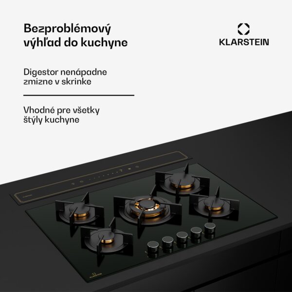Klarstein Victoria Downdraft digestor, 90 cm, A++, 3 úrovne, až do 713,8 m³/h, 120 W
