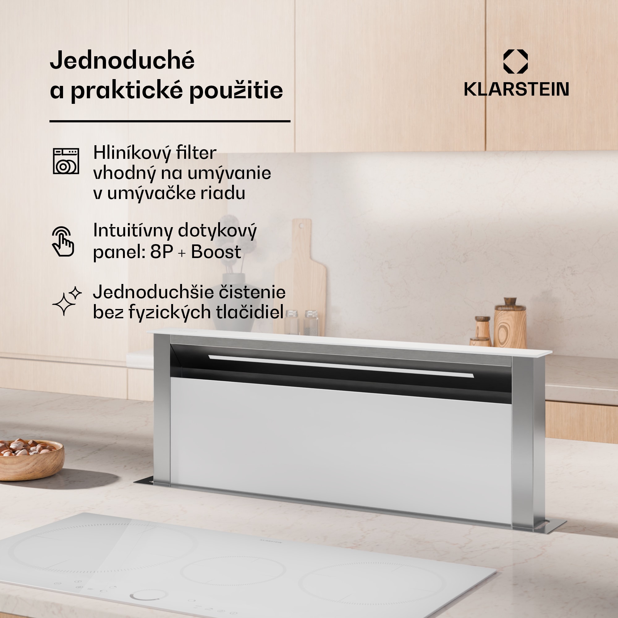Klarstein Royal Flush Eco digestor, Výsuvný, 714 m³/h, Boost, Dotykové ovládanie, EEK A++ – Obrázok 2