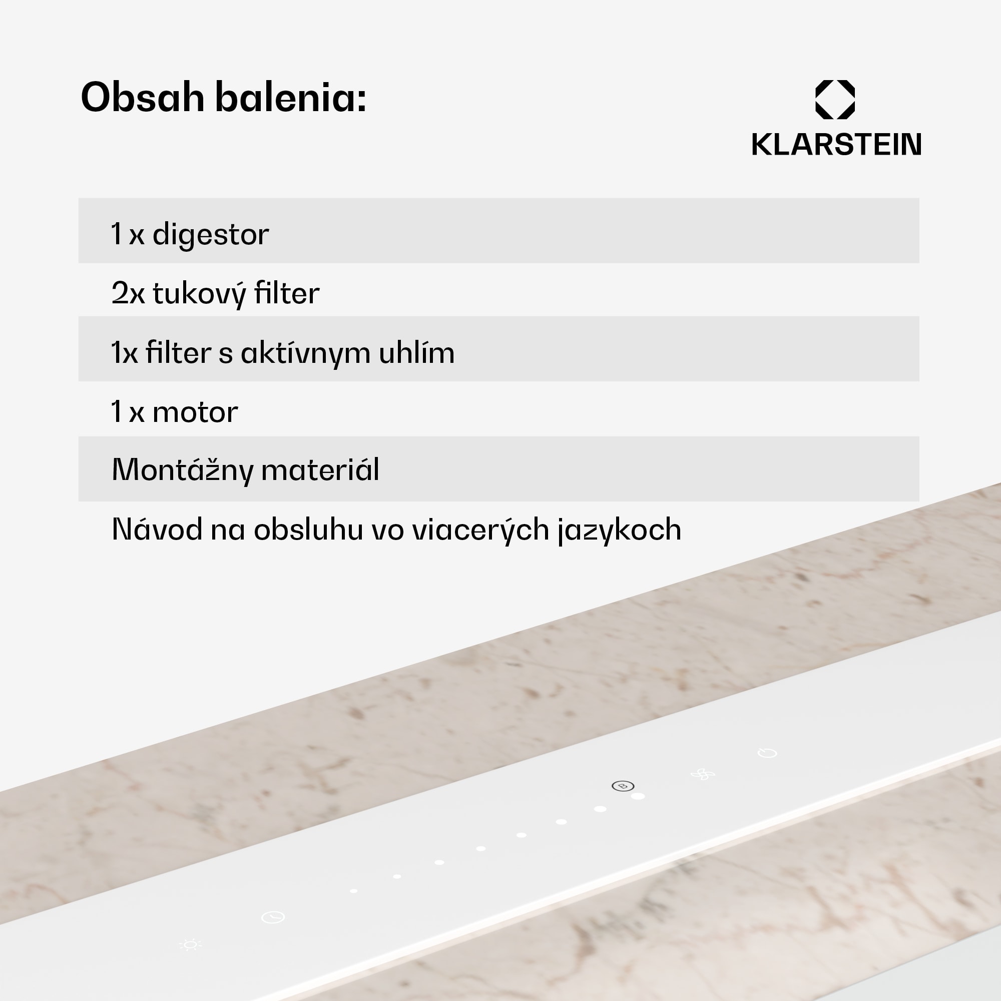 Klarstein Royal Flush Eco digestor, Výsuvný, 714 m³/h, Boost, Dotykové ovládanie, EEK A++ – Obrázok 3