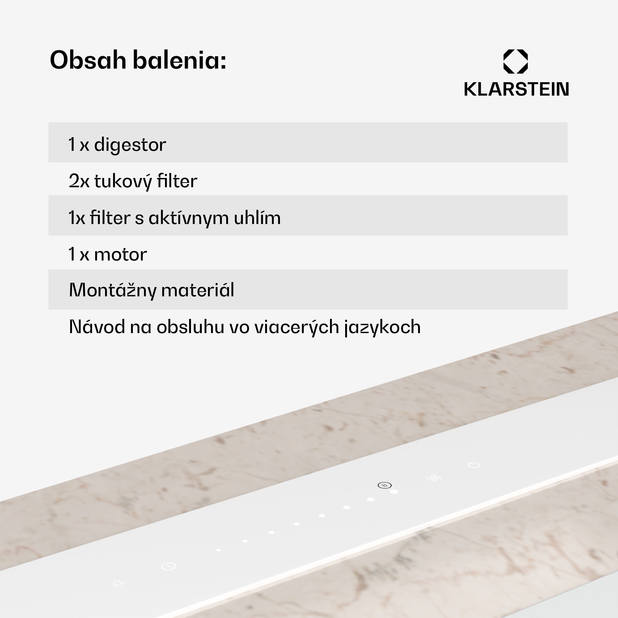 Klarstein Royal Flush Eco digestor, Výsuvný, 714 m³/h, Boost, Dotykové ovládanie, EEK A++ – Obrázok 3