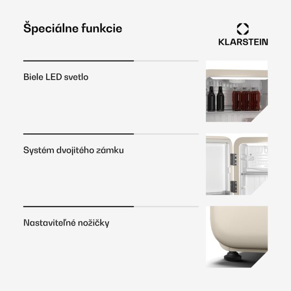 Klarstein Audrey Evo mini chladnička, 43 l, retro dizajn, tichá, kompaktná, 3 farby - Image 3