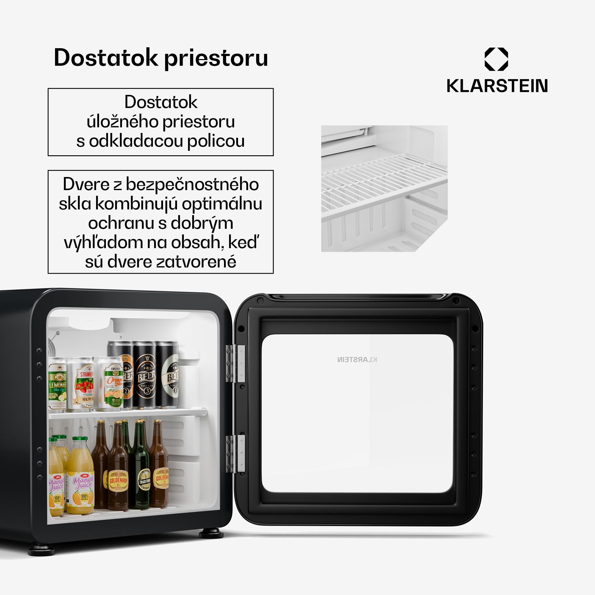 Klarstein Audrey Evo chladnička na nápoje, retro dizajn, sklenené dvere, 45 L, EEK C – Obrázok 2