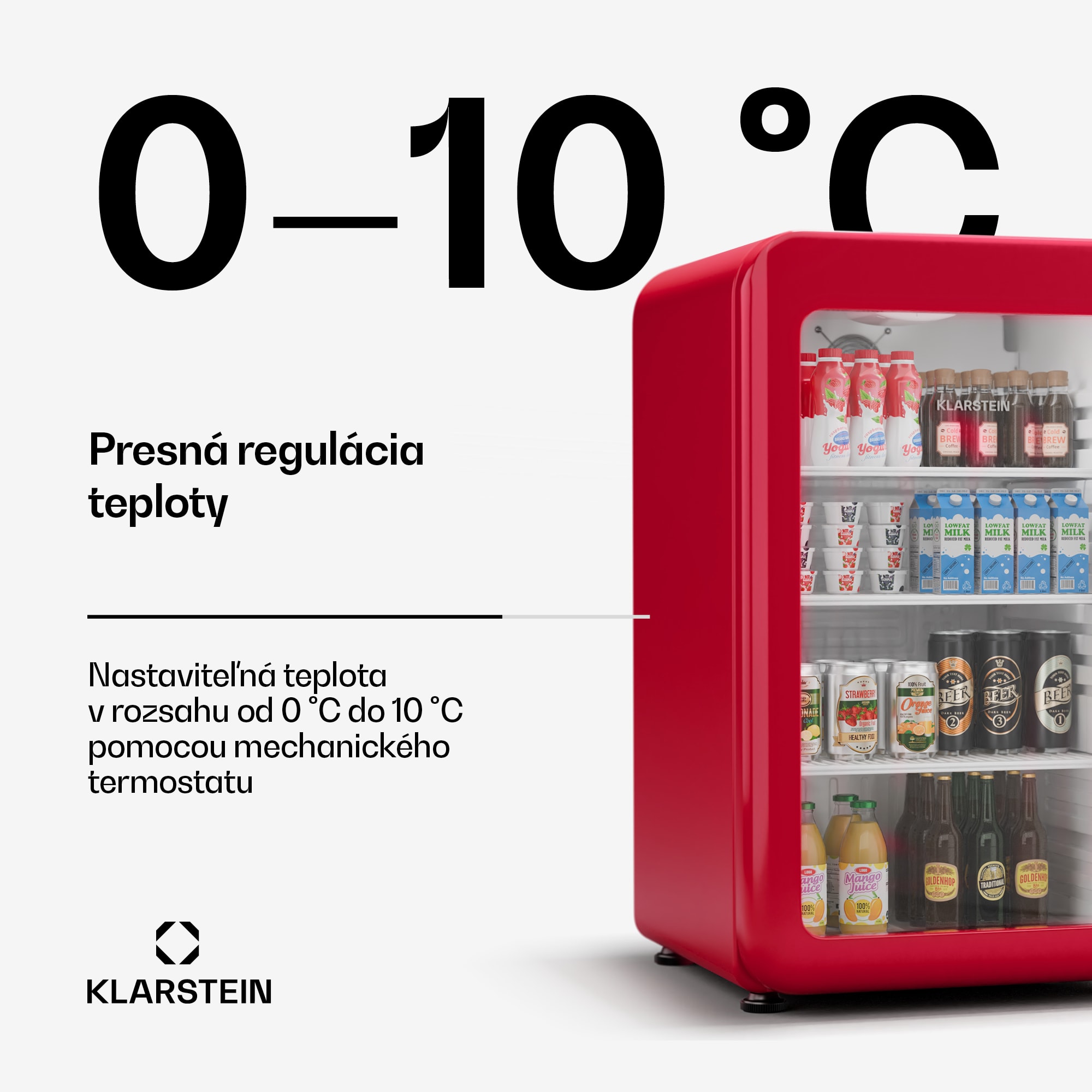 Klarstein Audrey Evo chladnička na nápoje, Retro dizajn, sklenené dvere, 115 L, EEK C