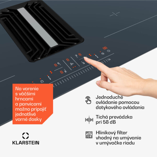 Klarstein AirJet 90 Down Air System, indukčný sporák + DownAir-digestor, 10000 W, 750 m³/h, Boost - Image 2