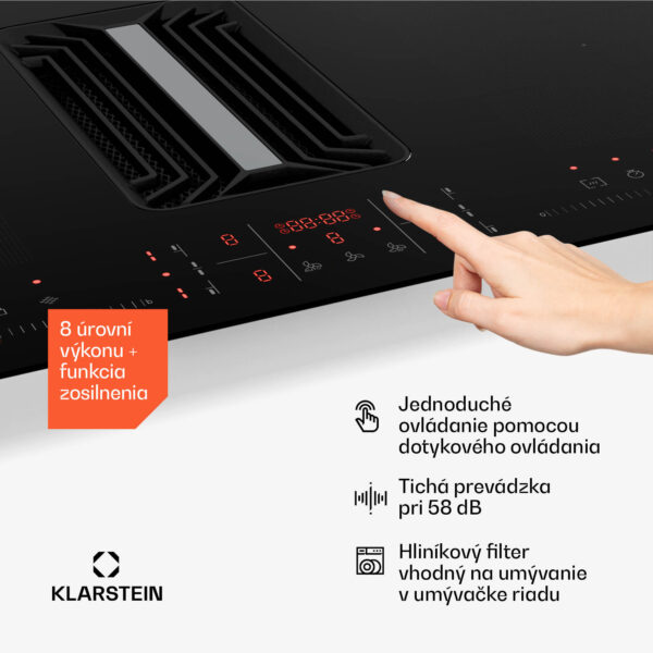 Klarstein AirJet FlexPro Down Air System, Indukčná doska + digestor, Flexi zóna, Booster - Image 2