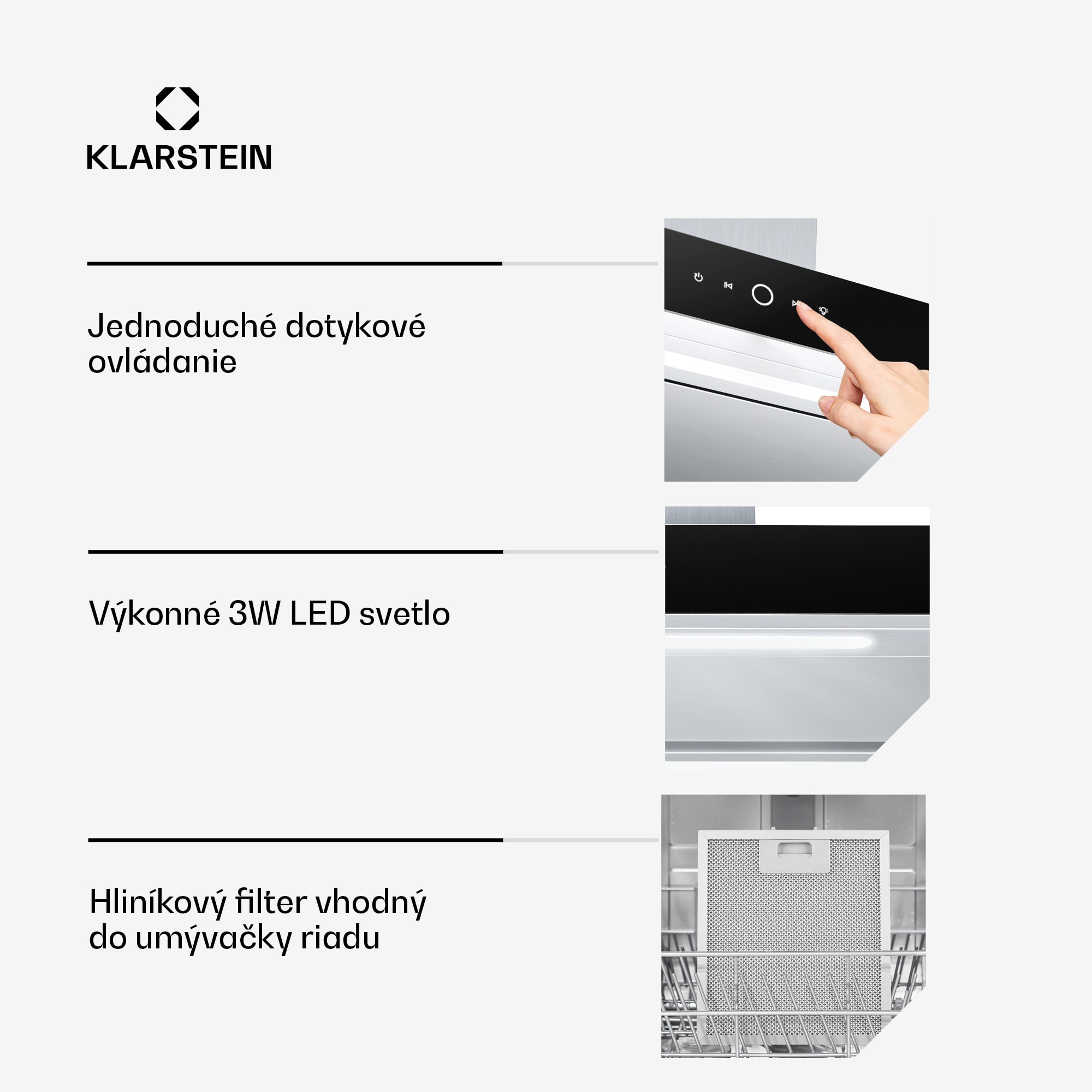 Klarstein SmartEdge odsávač pár | WiFi | tichý | výkonný | LED | 530 m³/h | A+ – Obrázok 3
