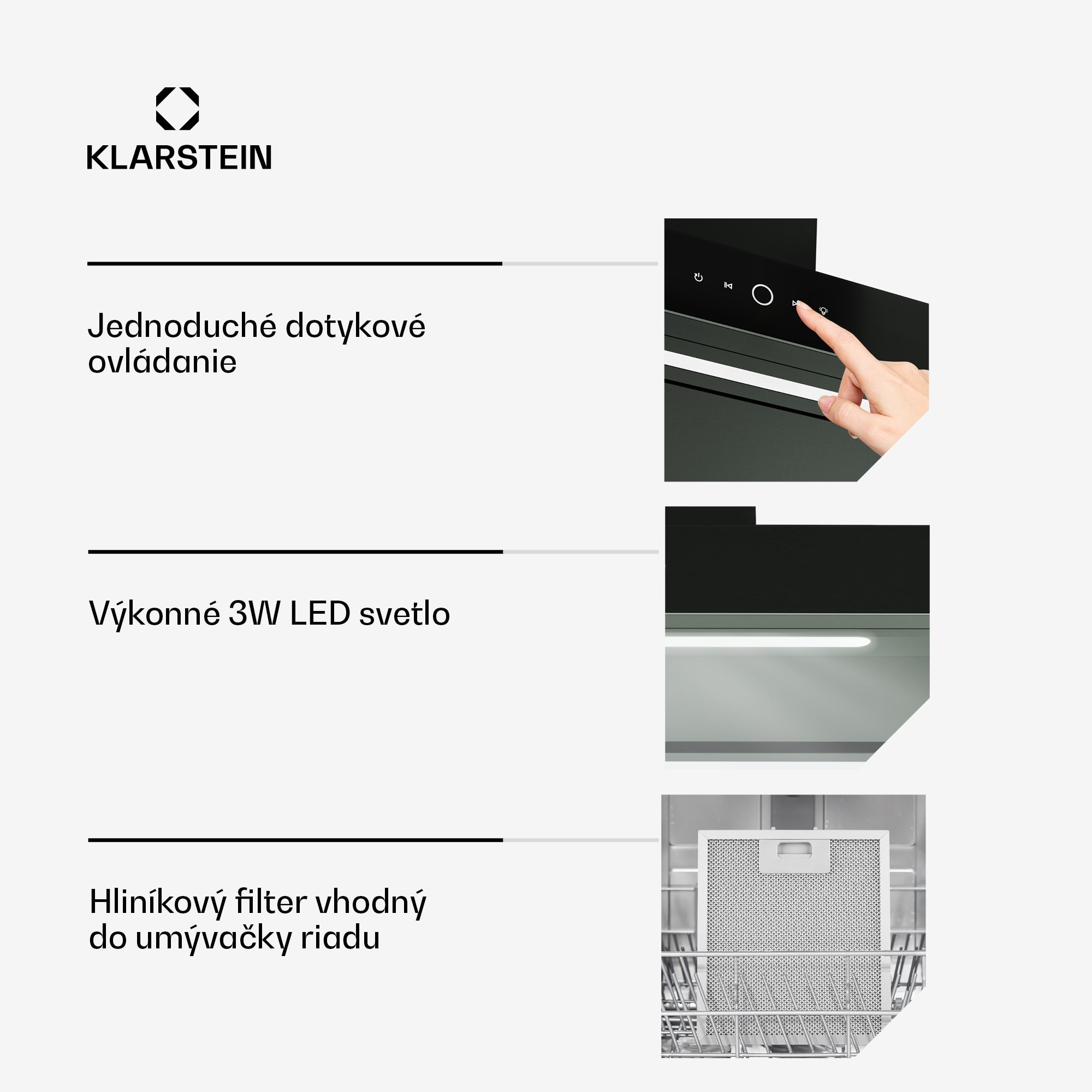 Klarstein SmartEdge digestor, WiFi, tichý, výkonný, LED, 530 m³/h, EEK A+ – Obrázok 3