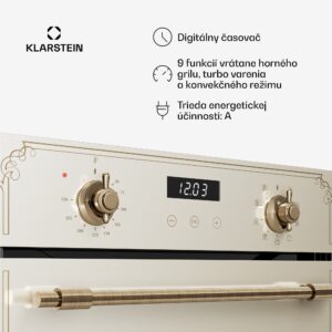 Klarstein Victoria vstavaná rúra 45 cm 49 l krémová