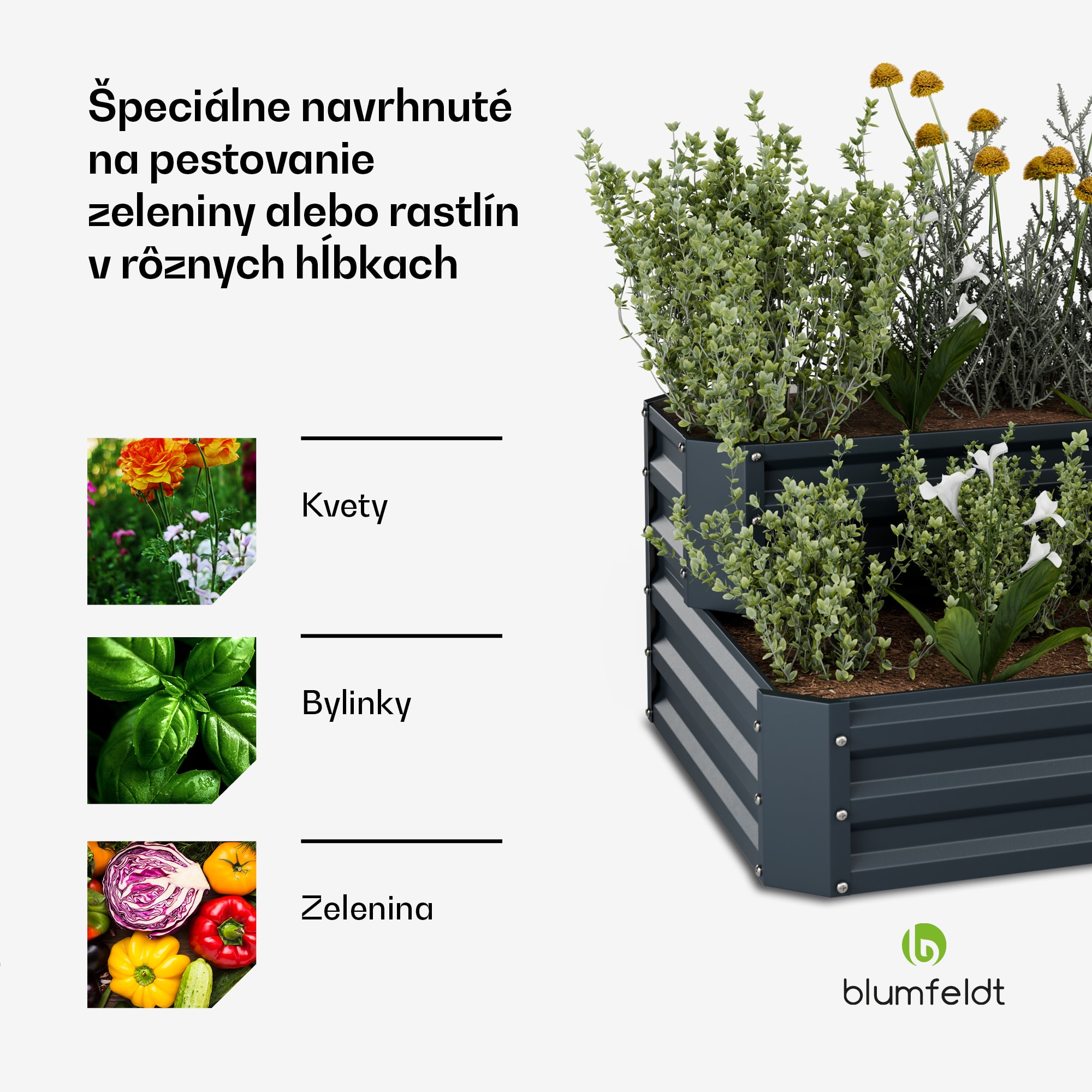 Blumfeldt High Grow vyvýšený záhon, 2 úrovne, odolný voči poveternostným vplyvom, odolný voči korózii, robustný, 405 L