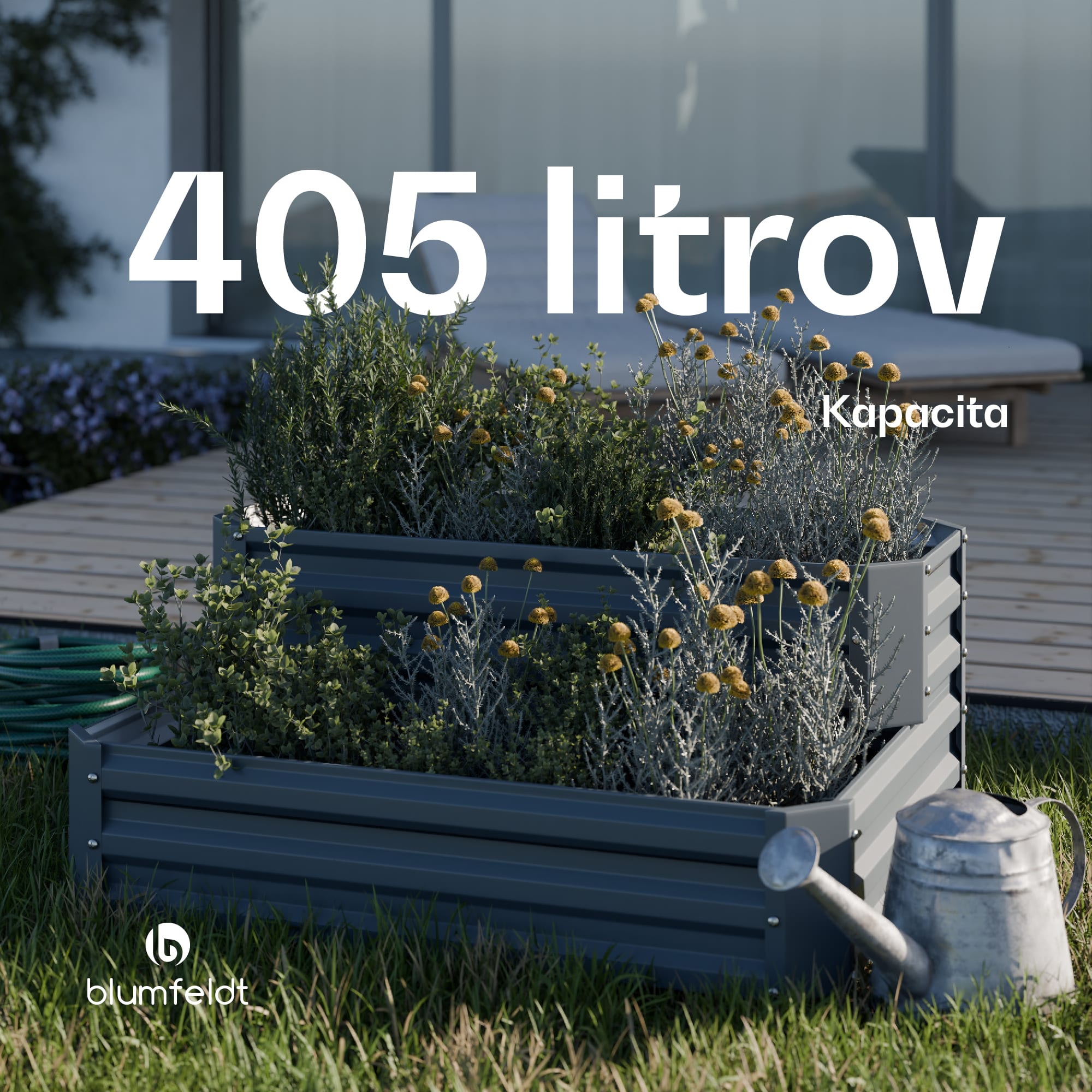 Blumfeldt High Grow vyvýšený záhon, 2 úrovne, odolný voči poveternostným vplyvom, odolný voči korózii, robustný, 405 L – Obrázok 2