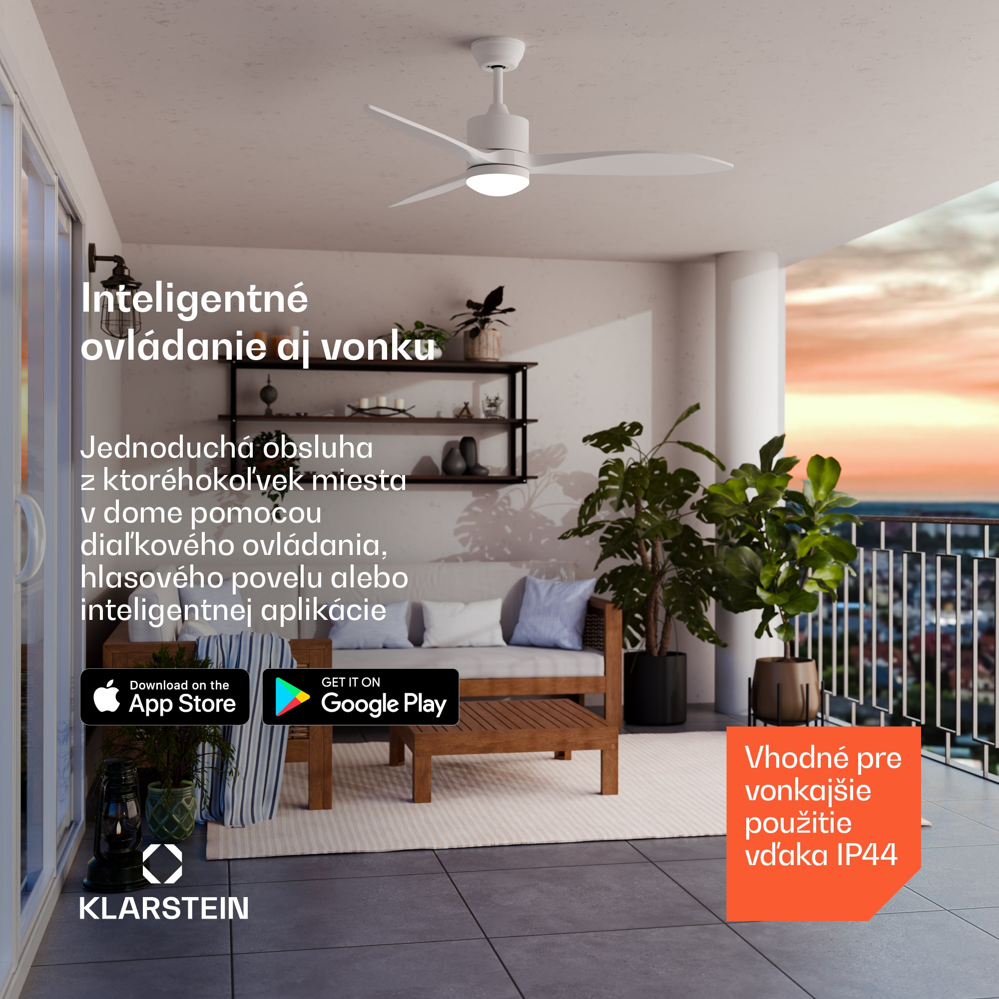 Klarstein SkyBreeze Smart istropný ventilátor, Vnútorné i vonkajšie použitie, Inteligentné ovládanie, IP44, 40 dB