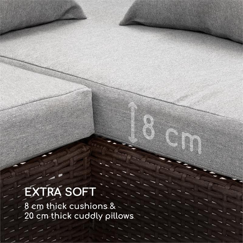 Blumfeldt Titania Dining Lounge Set, záhradné sedenie, súprava, hnedá/svetlosivá