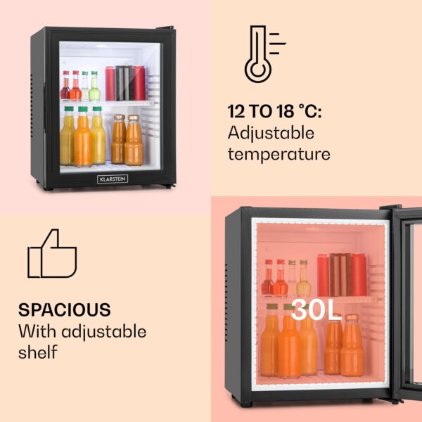 Klarstein MKS-13, minibar, 30 l, energet. trieda F, čierna, sklo