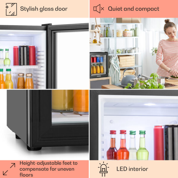 Klarstein MKS-13, minibar, 30 l, energet. trieda F, čierna, sklo - Image 2