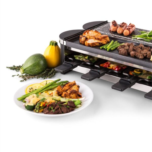 Klarstein Tenderloin 50/50, raclette gril, 1200 W, prírodný kameň, pre 8 osôb - Image 2