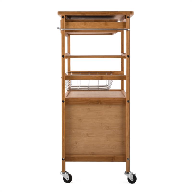 Klarstein Louisiana, servírovací vozík, kuchynský vozík, 5 poschodí, drevený držiak na utierky, mobilný - Image 3