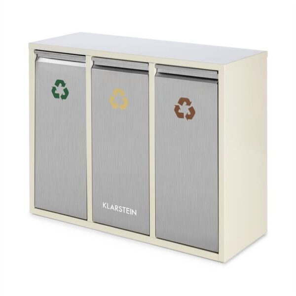 Klarstein Ordnungshütter 3, 45 l, krémovo-béžová, box na triedený odpad, 3 x 15 l - Image 2
