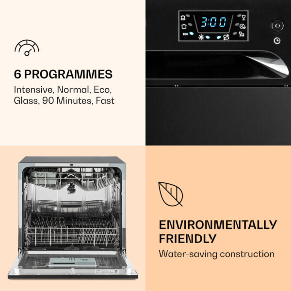 Klarstein Amazonia 8, umývačka riadu, 1620 W, na 8 súprav riadu, energet. trieda F, 49 dB, aquastop