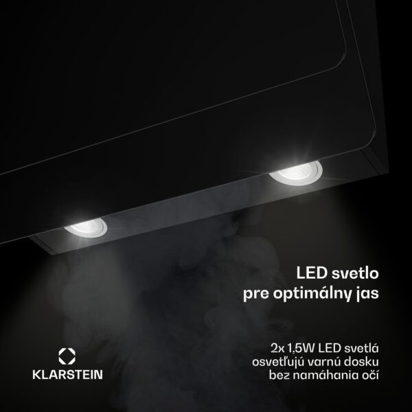 Klarstein Aurica 60, digestor, 60 cm, nástenný, 610 m³/h, LED, dotykové ovládanie, sklo, čierny - Image 2