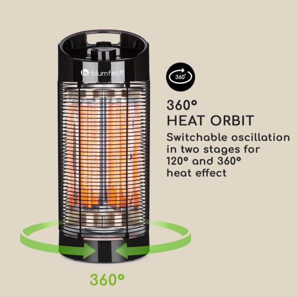 Blumfeldt Heat Guru 360, stojanový ohrievač, 1200/600 W, 2 stupne ohrevu, IPX4, čierny
