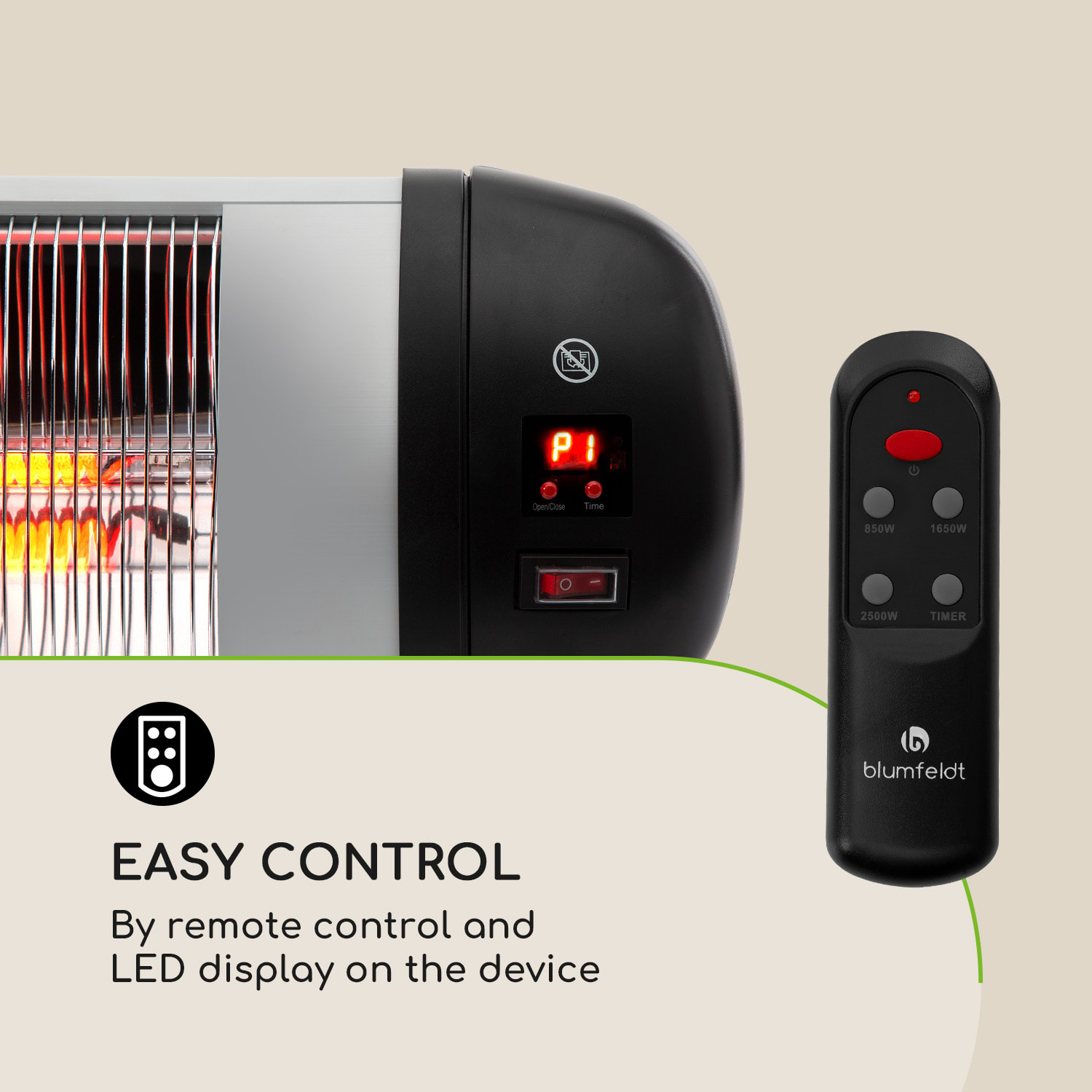 Blumfeldt Rising Sun Zenith, infračervený ohrievač, 2500 W, IP34, diaľkový ovládač, strieborný - Image 3