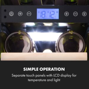 Klarstein Vinovilla 17 Built-in Duo Onyx Edition, dvojzónová vinotéka, 53 l, 17 fliaš, 3-farebné LED osvetlenie, sklenené dvere