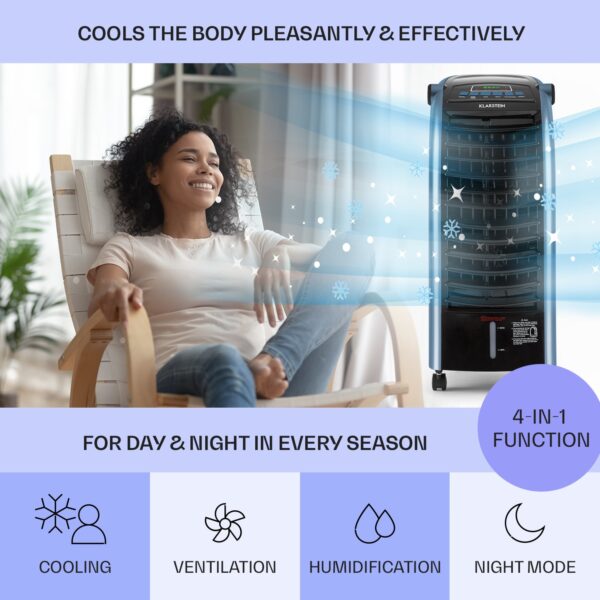Klarstein Maxfresh, 3 v 1 ochladzovač vzduchu, ventilátor, 65 W, 6 l, diaľkový ovládač, 2 x chladiaci box - Image 3