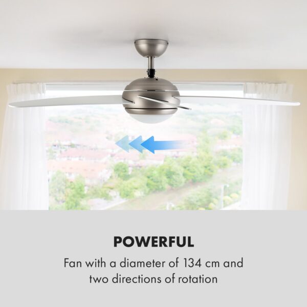 Klarstein Bolero, 2 v 1 stropný ventilátor, 134 cm, svetlo, 55 W, diaľkový ovládač, biely - Image 2