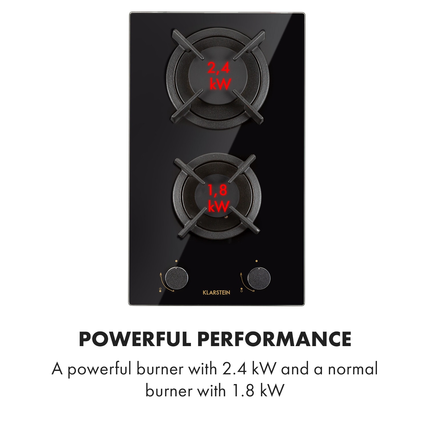 Klarstein Goldflame Domino, plynová varná doska, 2 mosadzné horáky, sklokeramika - Image 3