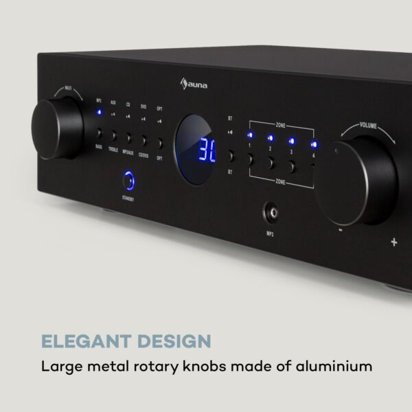Auna AMP-CD950 DG, digitálny viackanálový zosilňovač, 8 x 100 W, BT, opt. vstup, diaľkový ovládač - Image 3
