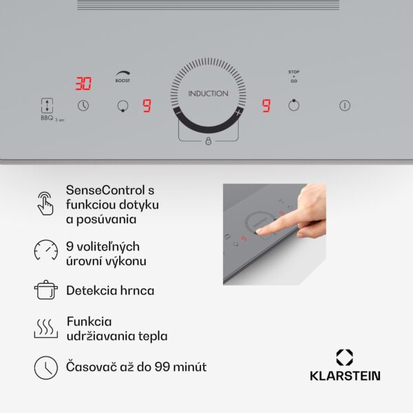 Klarstein Delicatessa Slim Domino, indukčná varná doska, 3500 W, časovač - Image 3