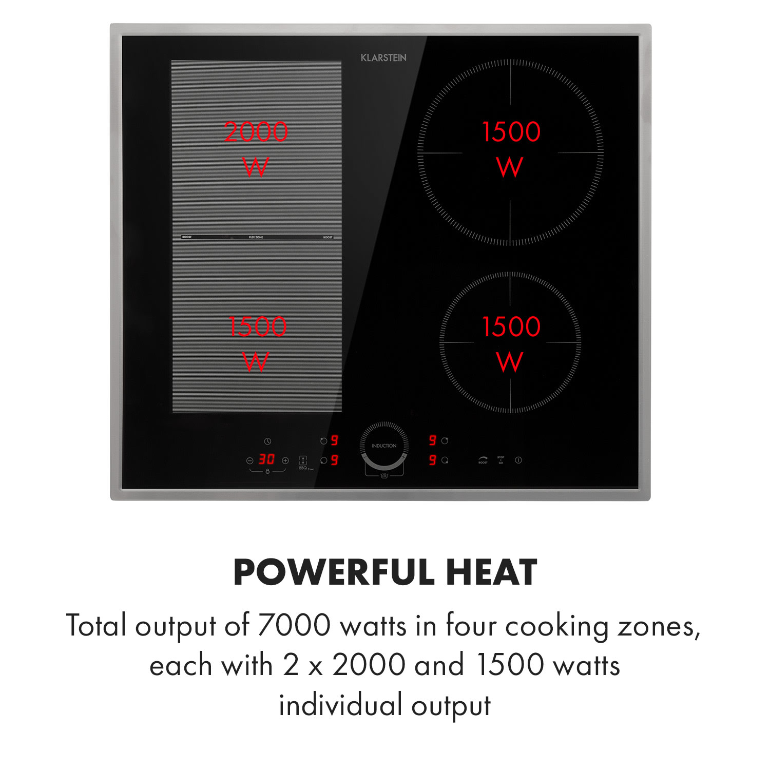 Klarstein Delicatessa 60 Hybrid Prime, indukčná varná doska, 7000 W, 4 zón, čierna