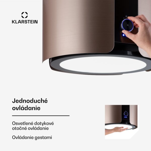 Klarstein Skyfall, digestor, 45 cm, ostrovčekový, 402 m³/h, LED, nehrdzavejúca oceľ, zlatý - Image 2