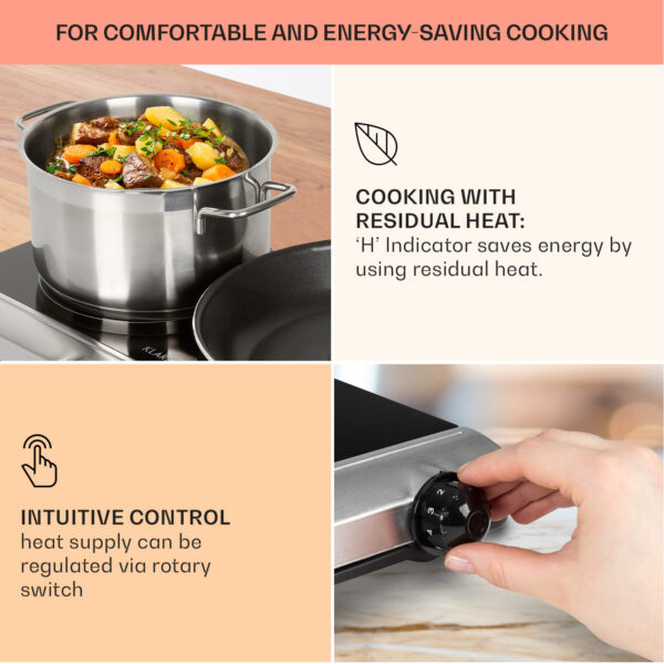 Klarstein Cookbuddy, varná doska, 2400 W, 2 platničky, 5 úrovní výkonu, sklokeramika