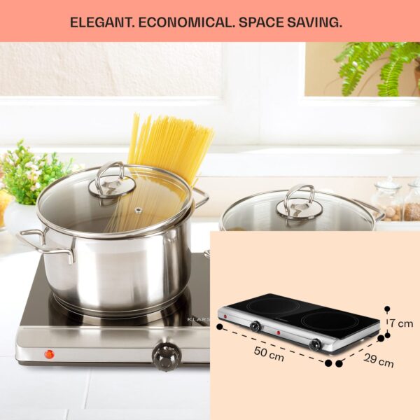 Klarstein Cookbuddy, varná doska, 2400 W, 2 platničky, 5 úrovní výkonu, sklokeramika - Image 3